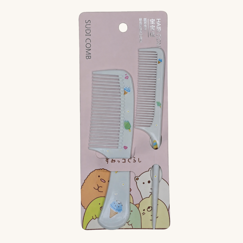 Blue Ice Cream comb set on an ivory background