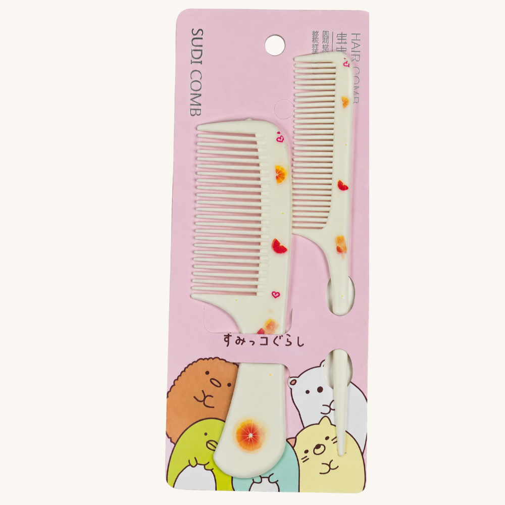 Yellow Orange comb set on an ivory background